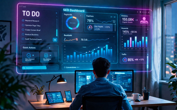 Professional SEO planning team visual